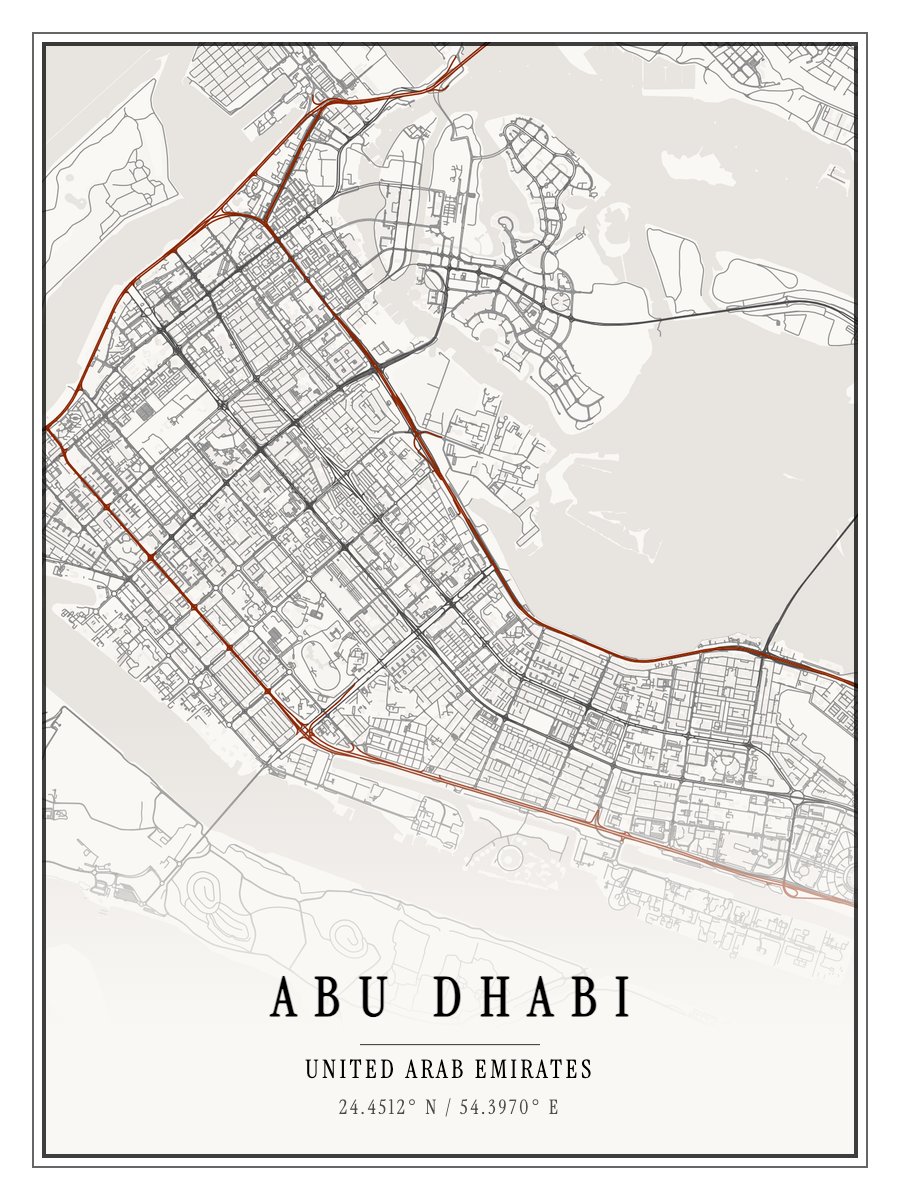 Abu Dhabi map print preview