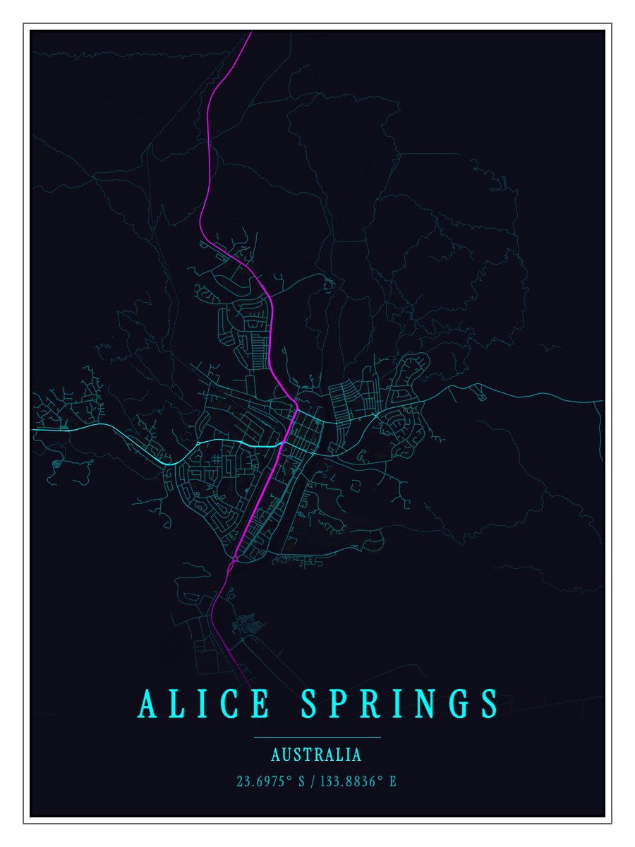 Alice Springs map poster preview