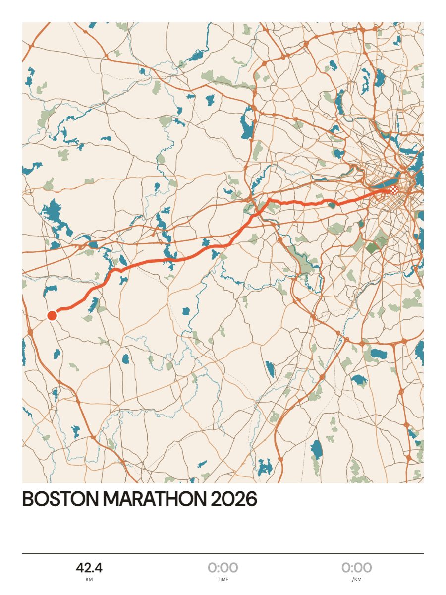 Boston marathon 2026 map print preview