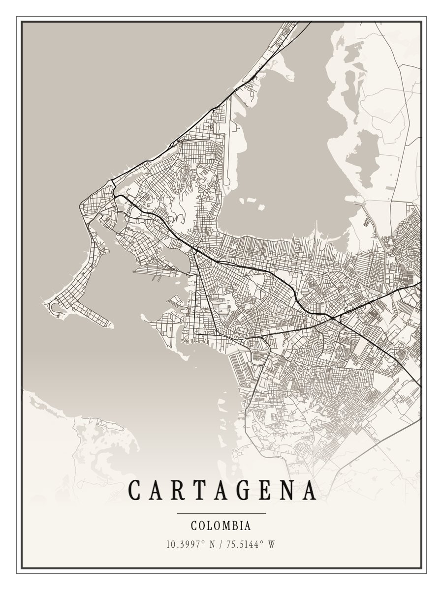 Cartagena map poster preview