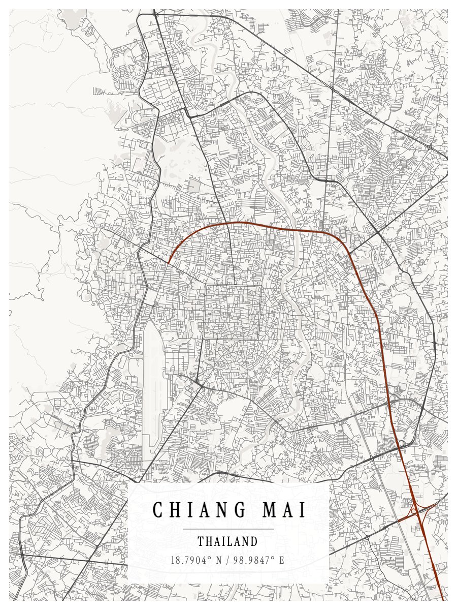 Chiang Mai map poster preview