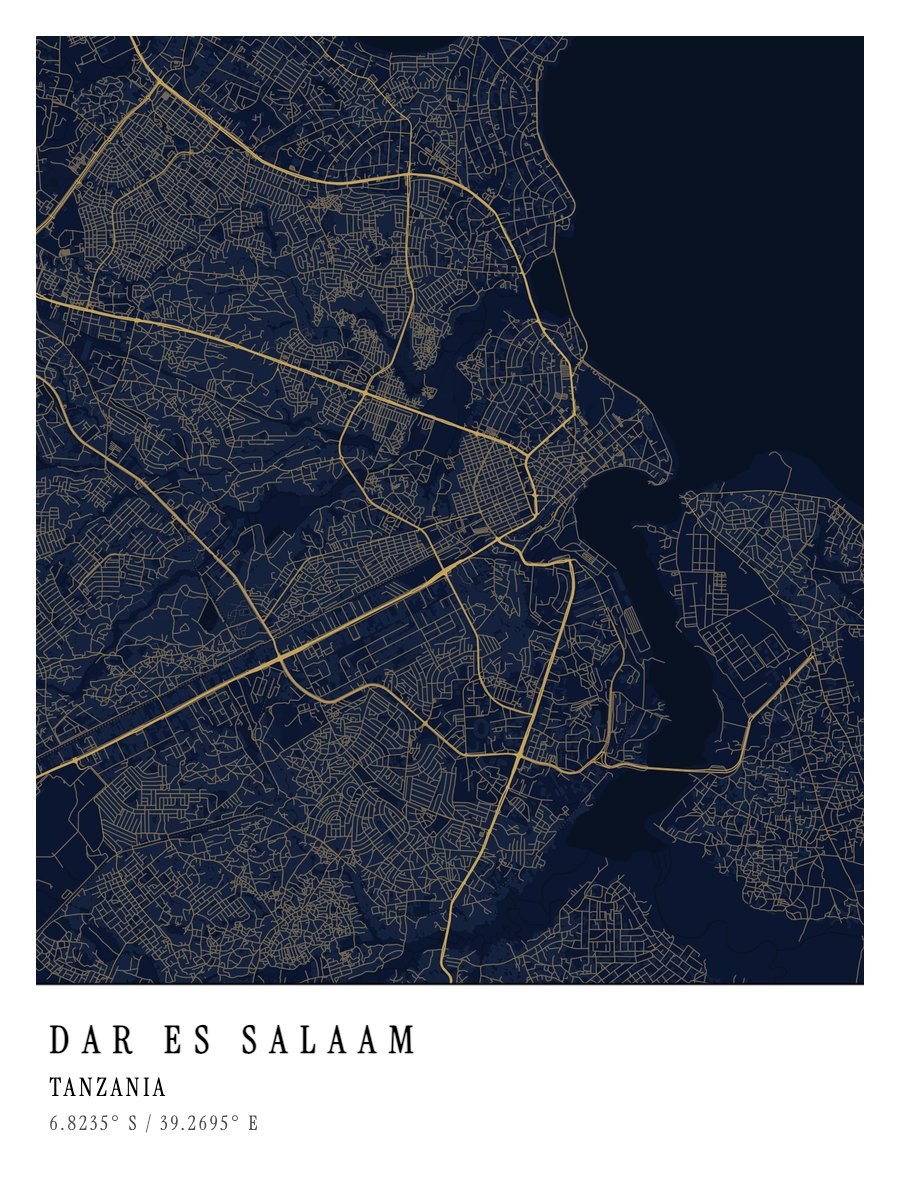 Dar es Salaam map poster preview