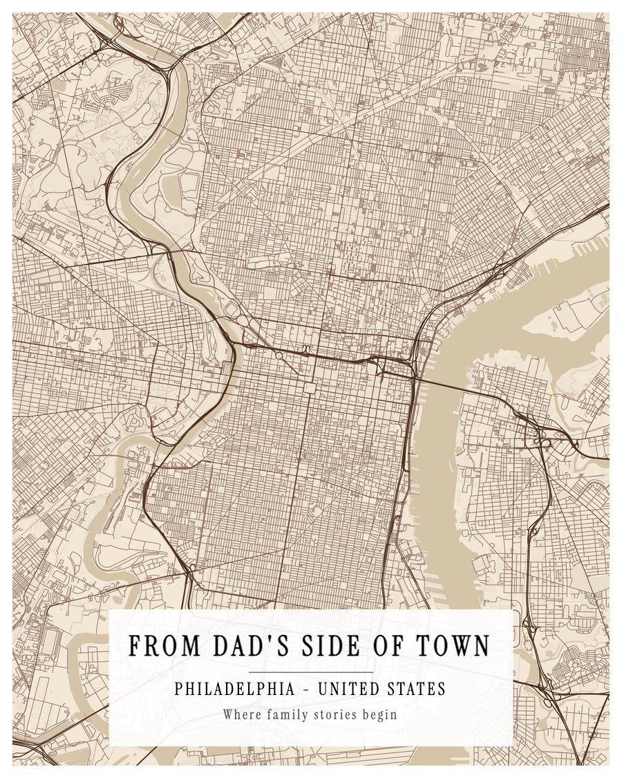 Father's Day - From Dad's Side Of Town - Philadelphia map poster preview