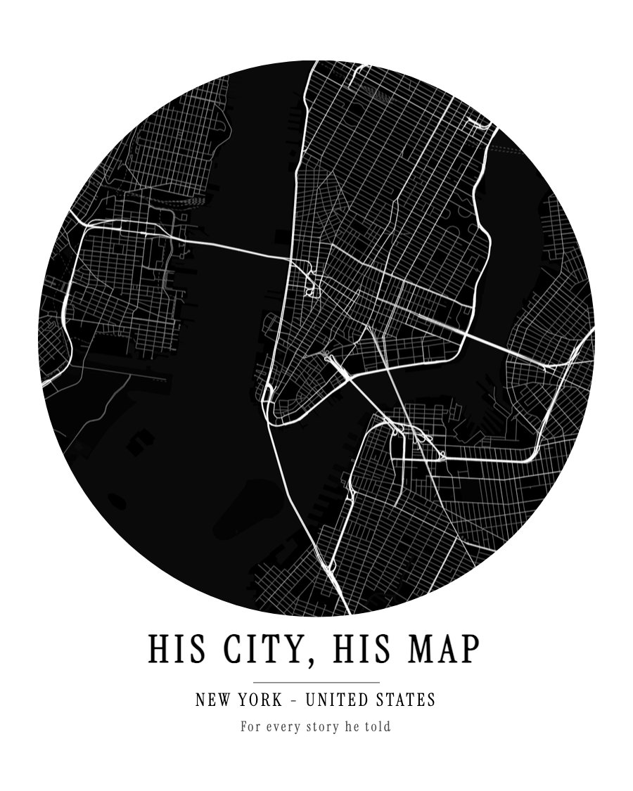 Father's Day - His City, His Map - New York map poster preview