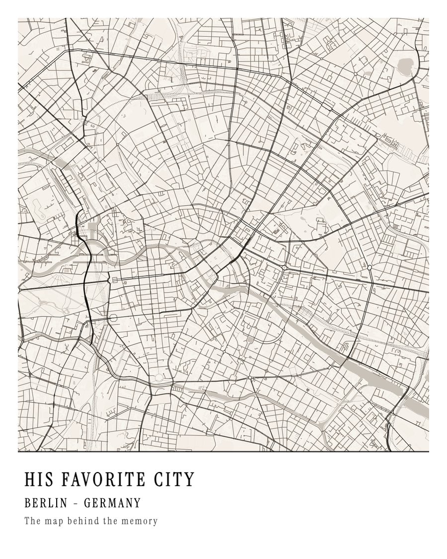 Father's Day - His Favorite City - Berlin map print preview
