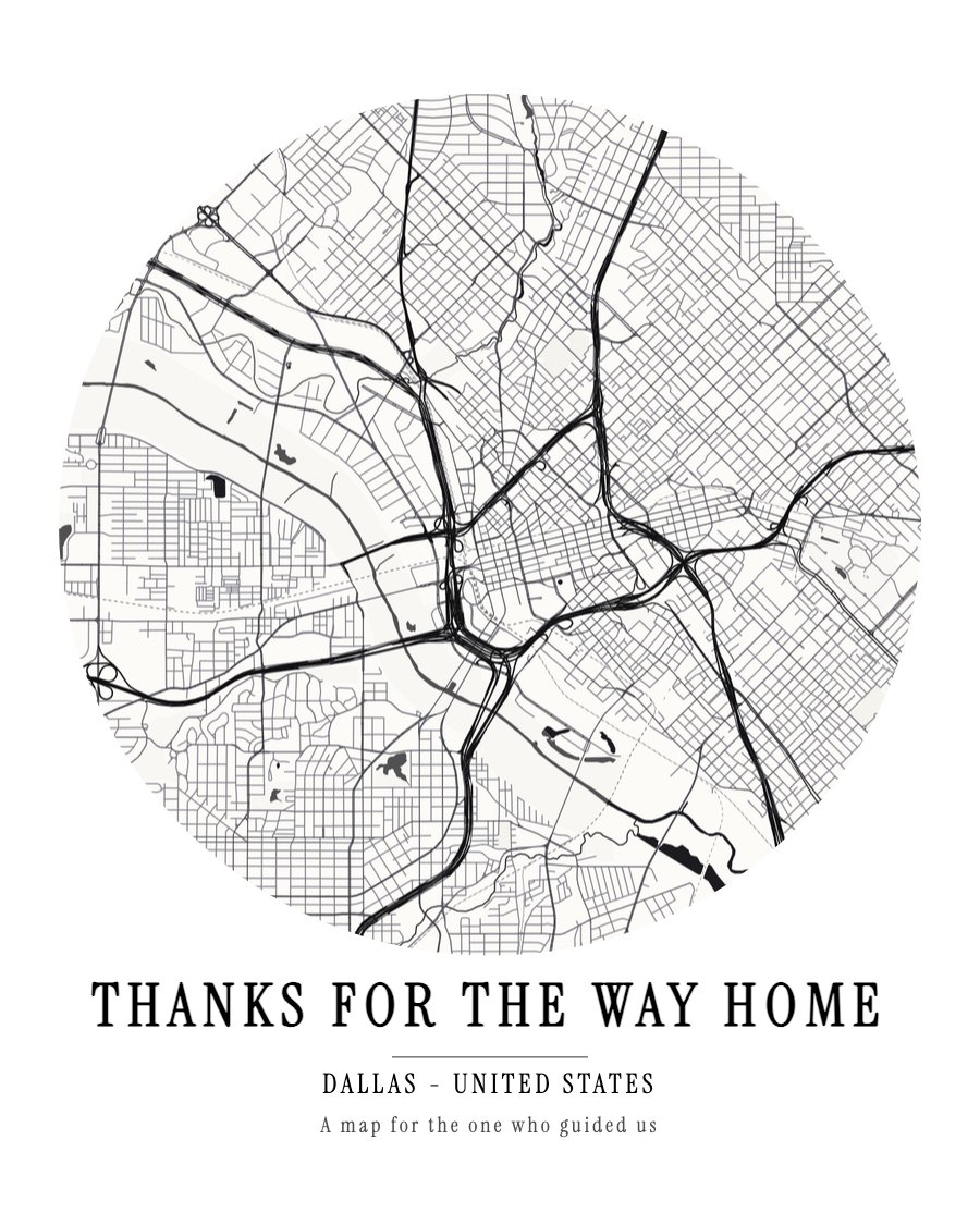 Father's Day - Thanks For The Way Home - Dallas map poster preview