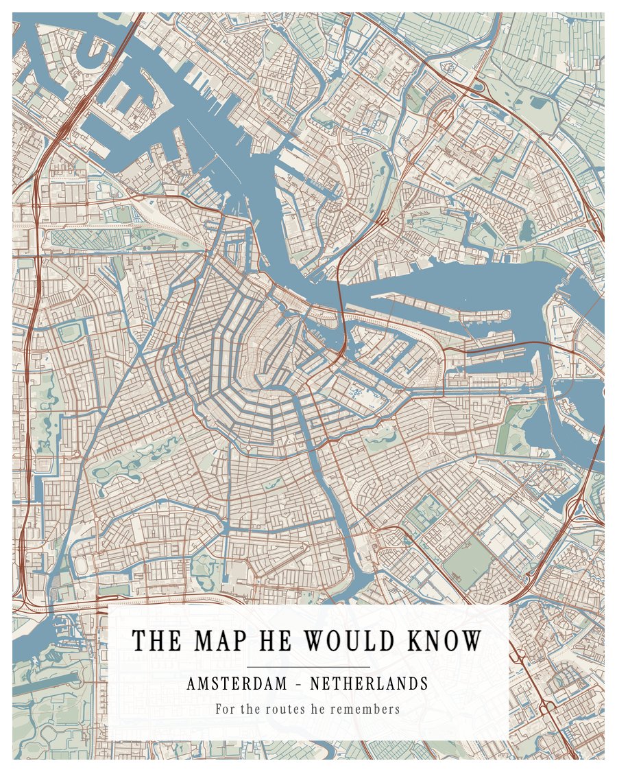 Father's Day - The Map He Would Know - Amsterdam map poster preview