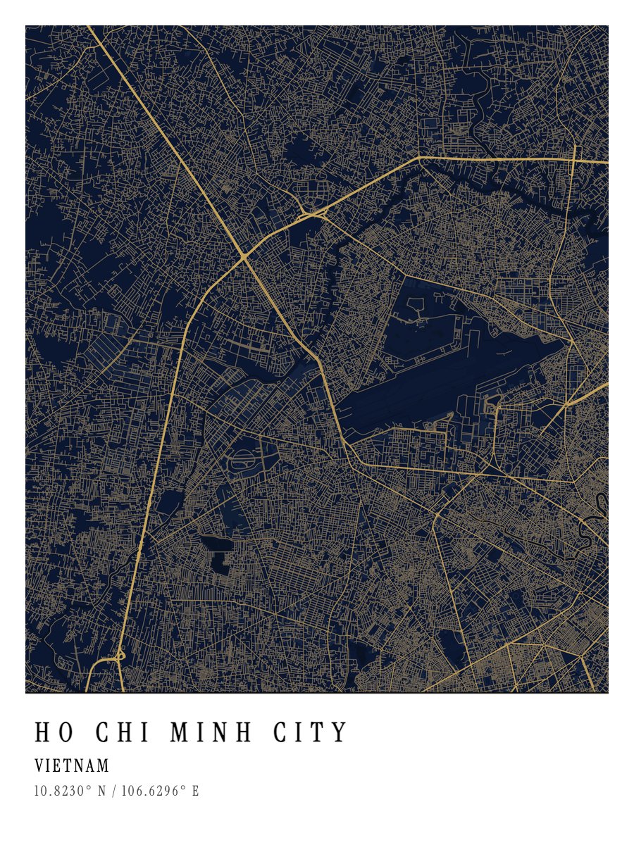 Ho Chi Minh City map poster preview