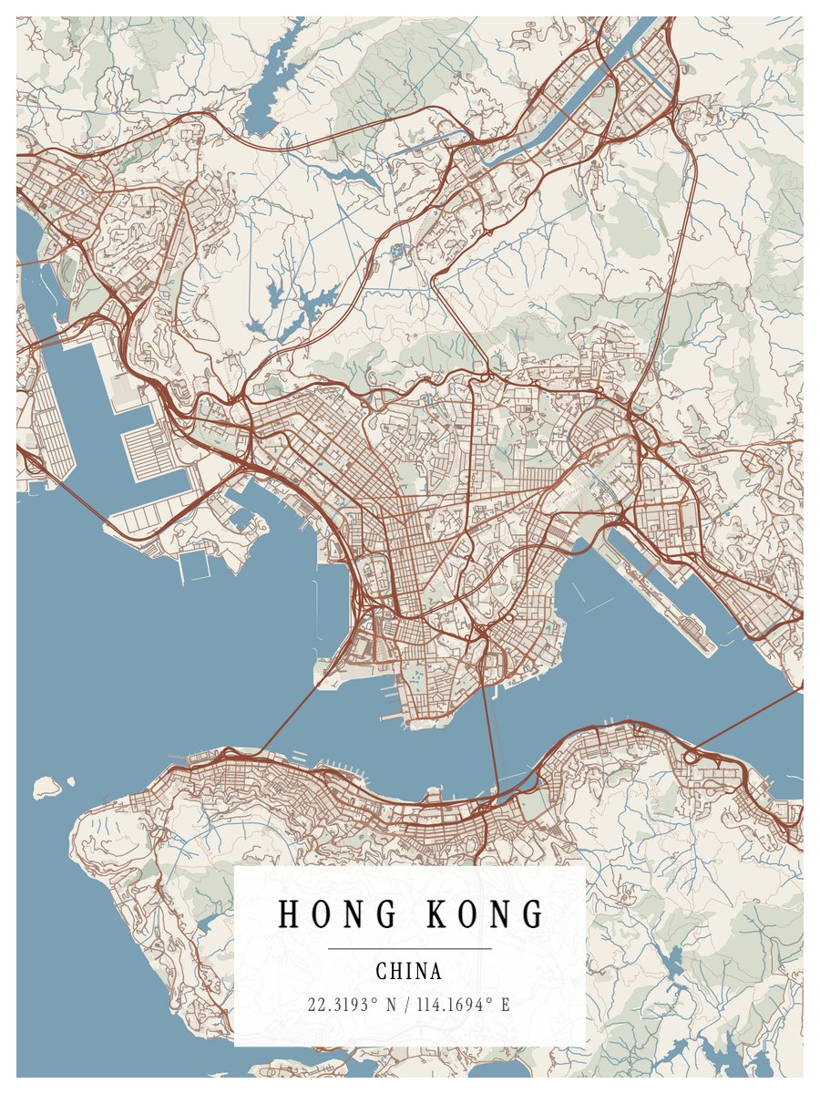 Hong Kong map poster preview