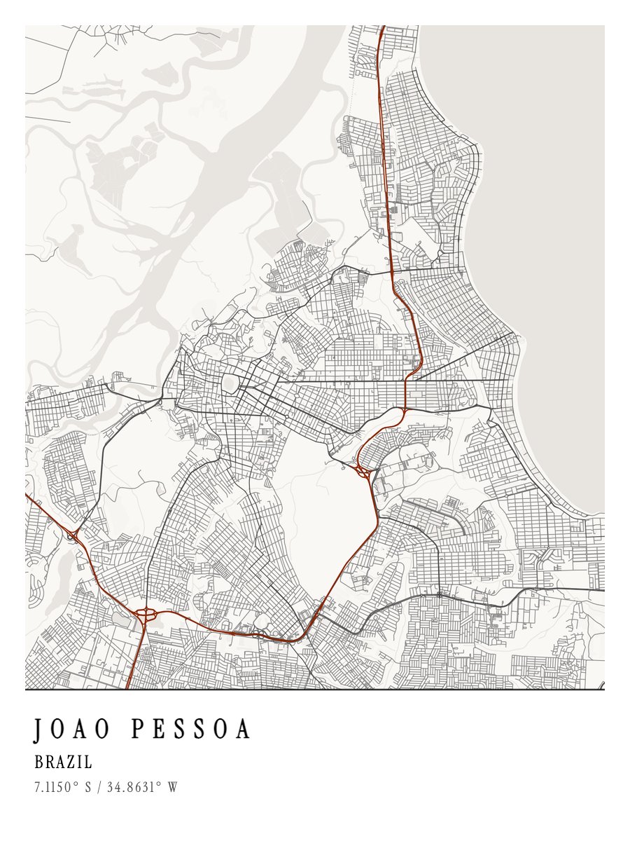 Joao Pessoa map poster preview