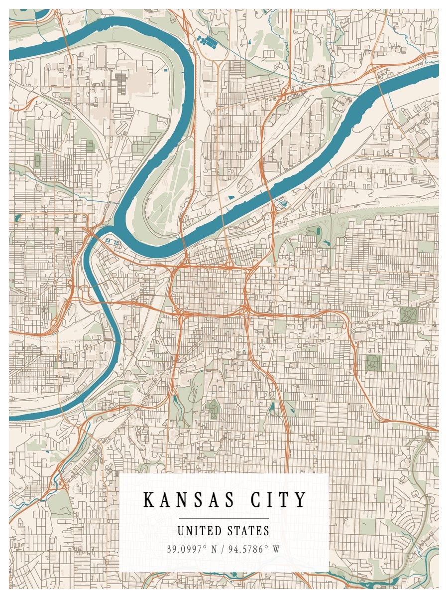 Kansas City map poster preview