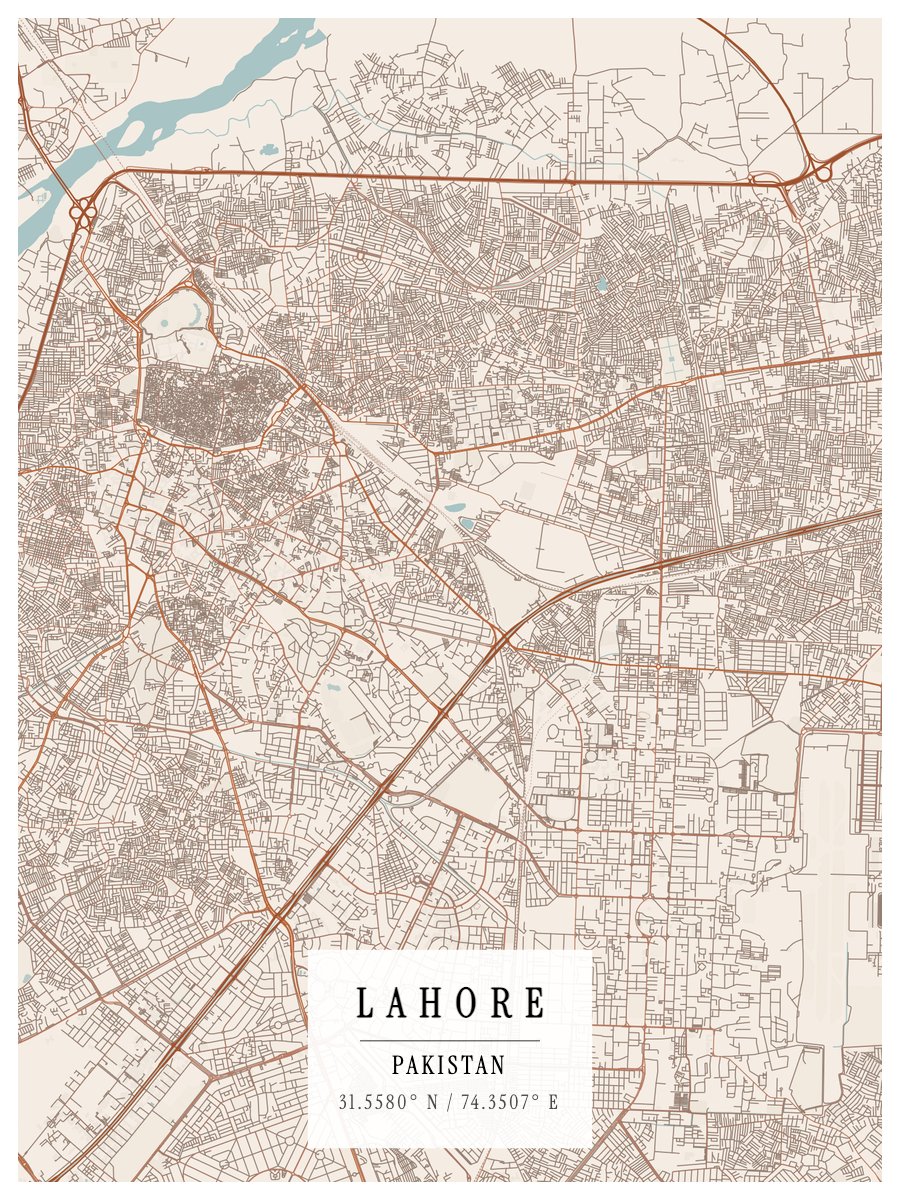 Lahore map poster preview