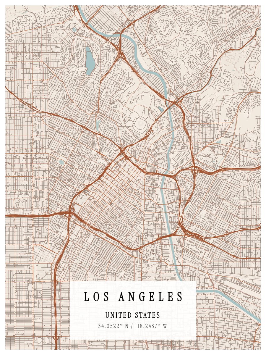 Los Angeles map print preview