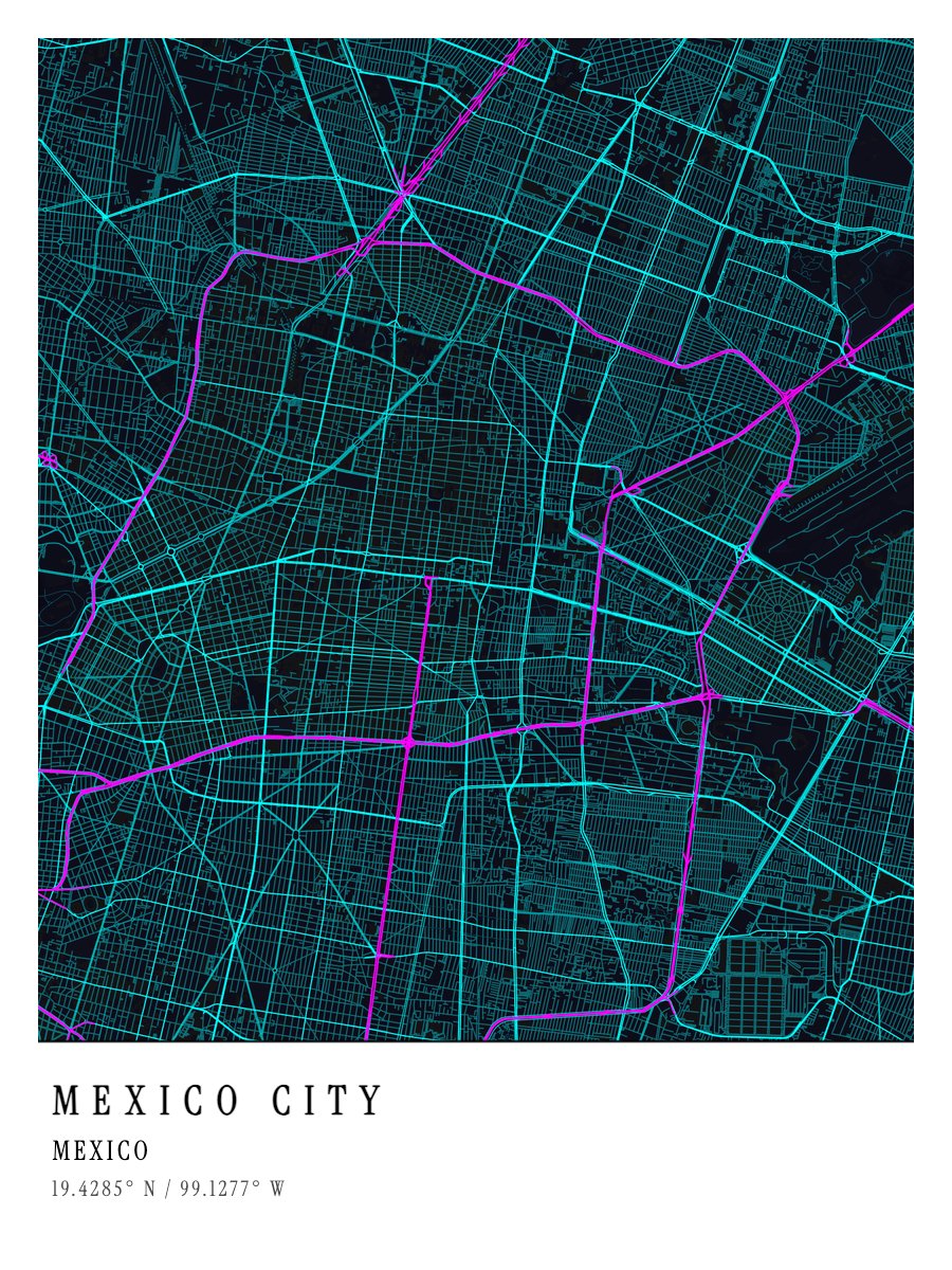 Mexico City map print preview