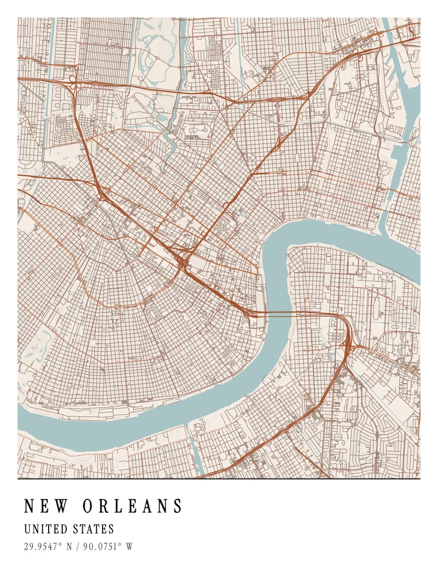 New Orleans map poster preview