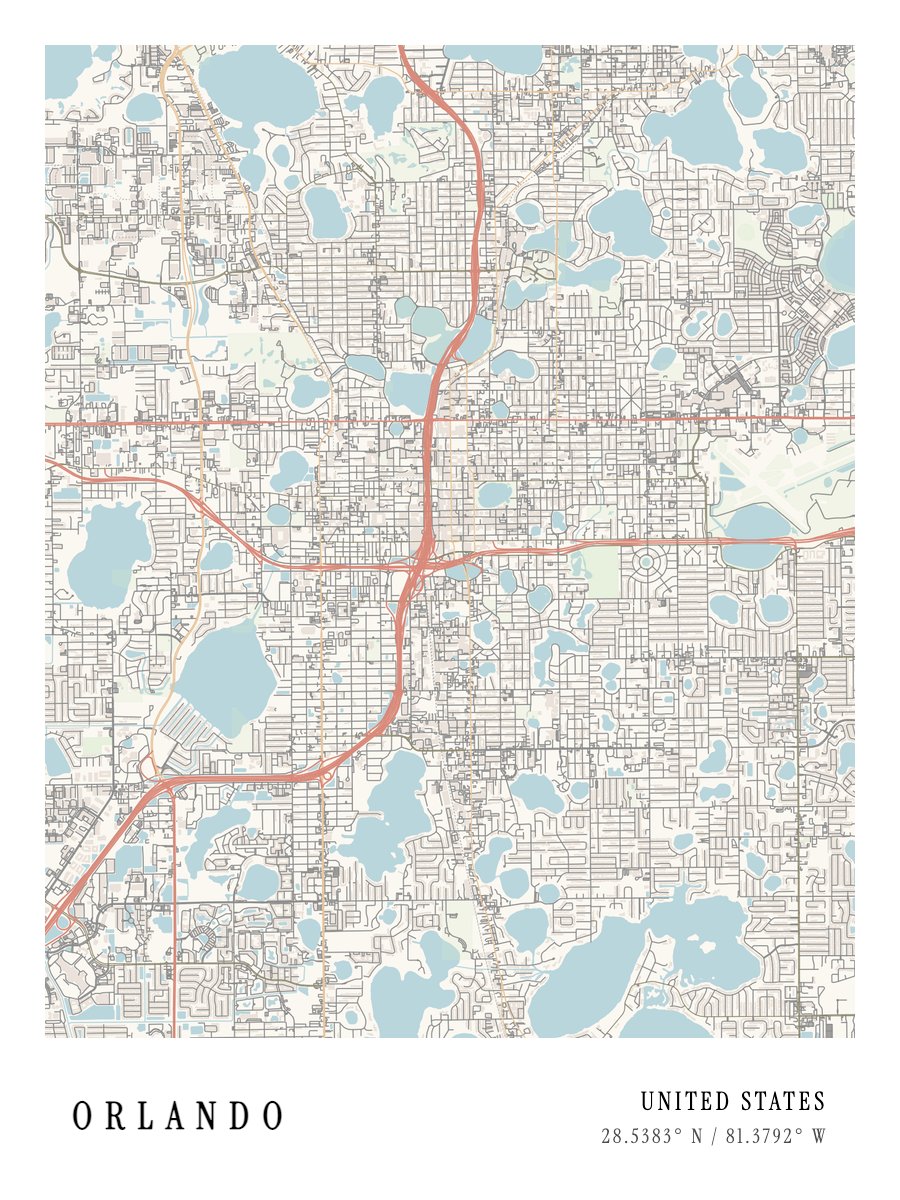 Orlando map poster preview