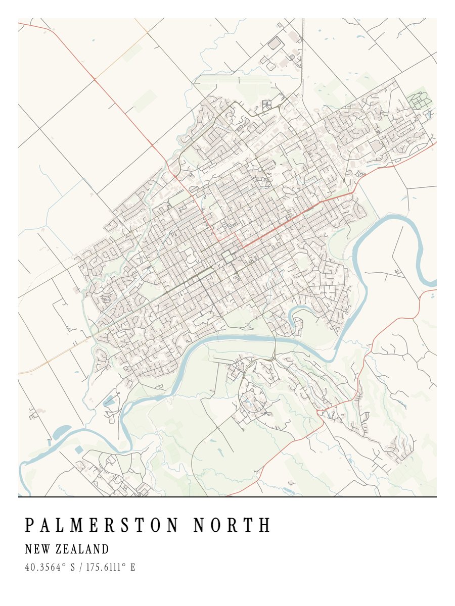 Palmerston North map poster preview