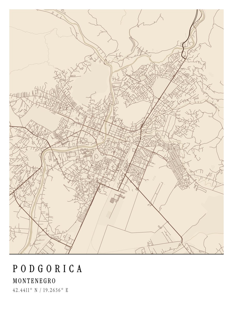 Podgorica map poster preview