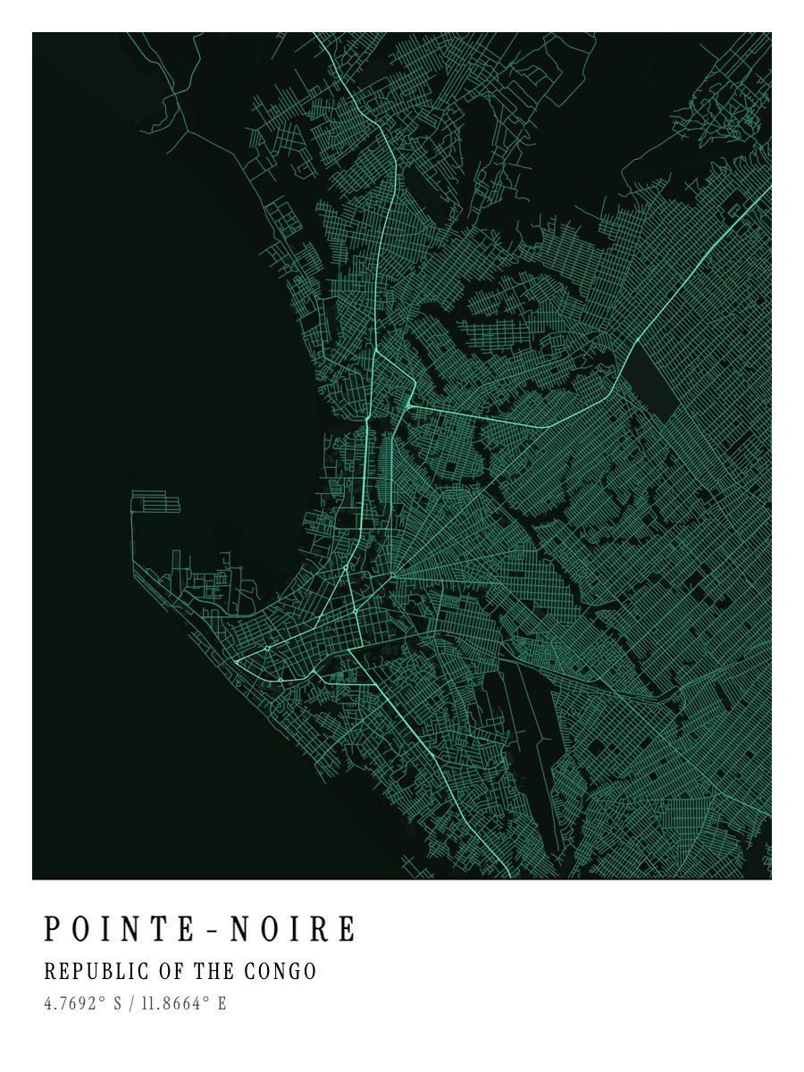 Pointe-Noire map poster preview