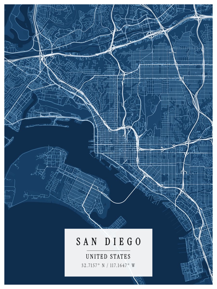 San Diego map poster preview