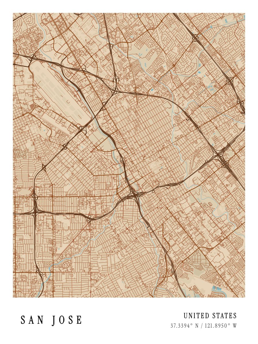 San Jose map poster preview