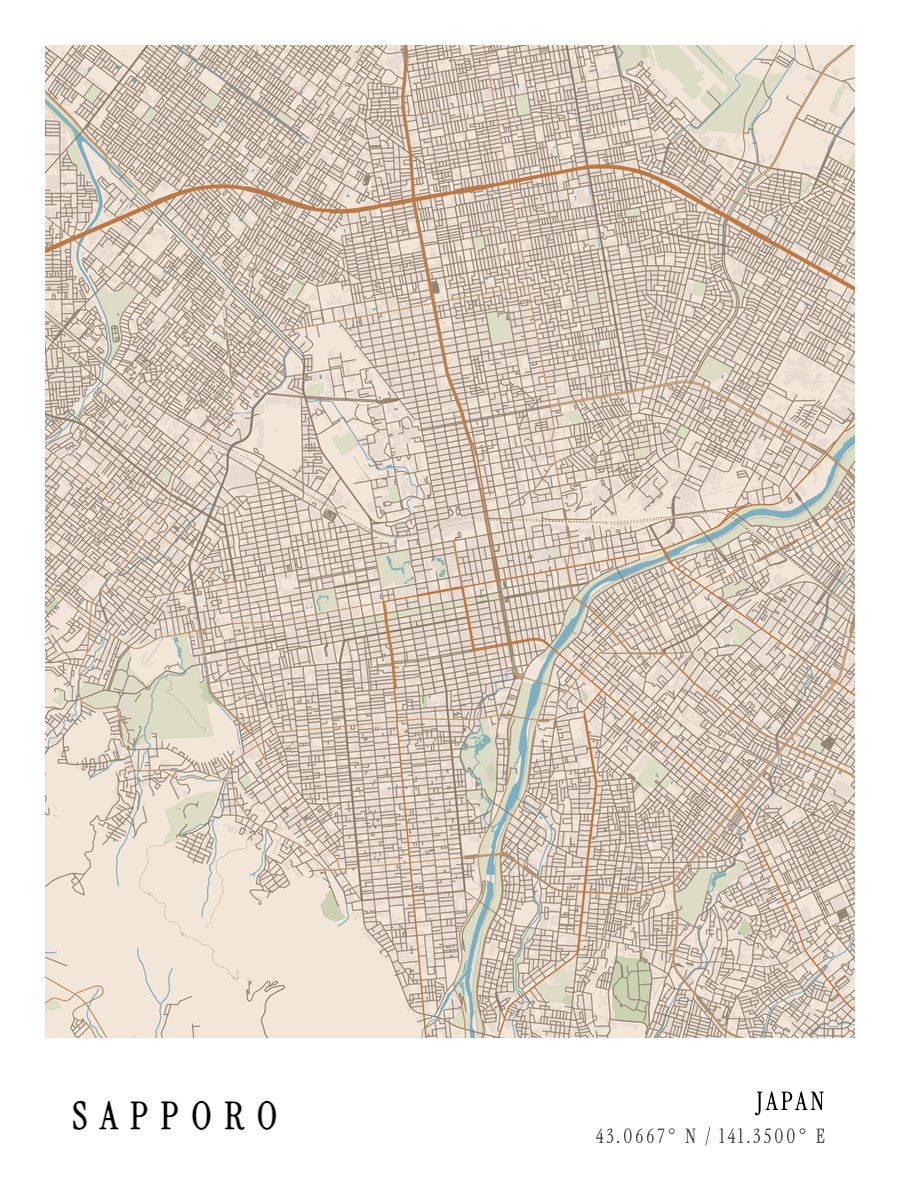 Sapporo map poster preview