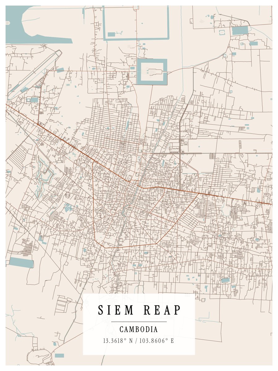 Siem Reap map poster preview