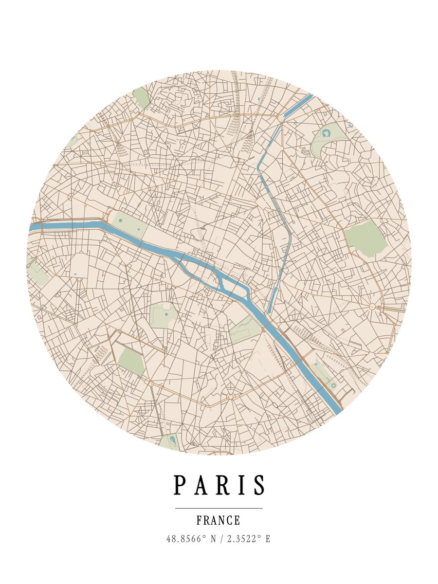 Paris - Circle map print preview