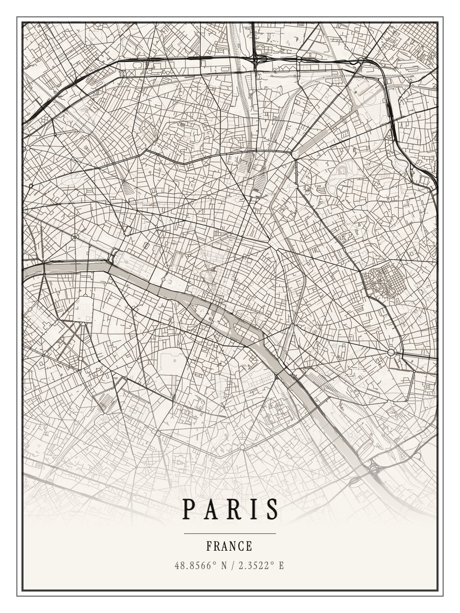 Paris - Framed map print preview