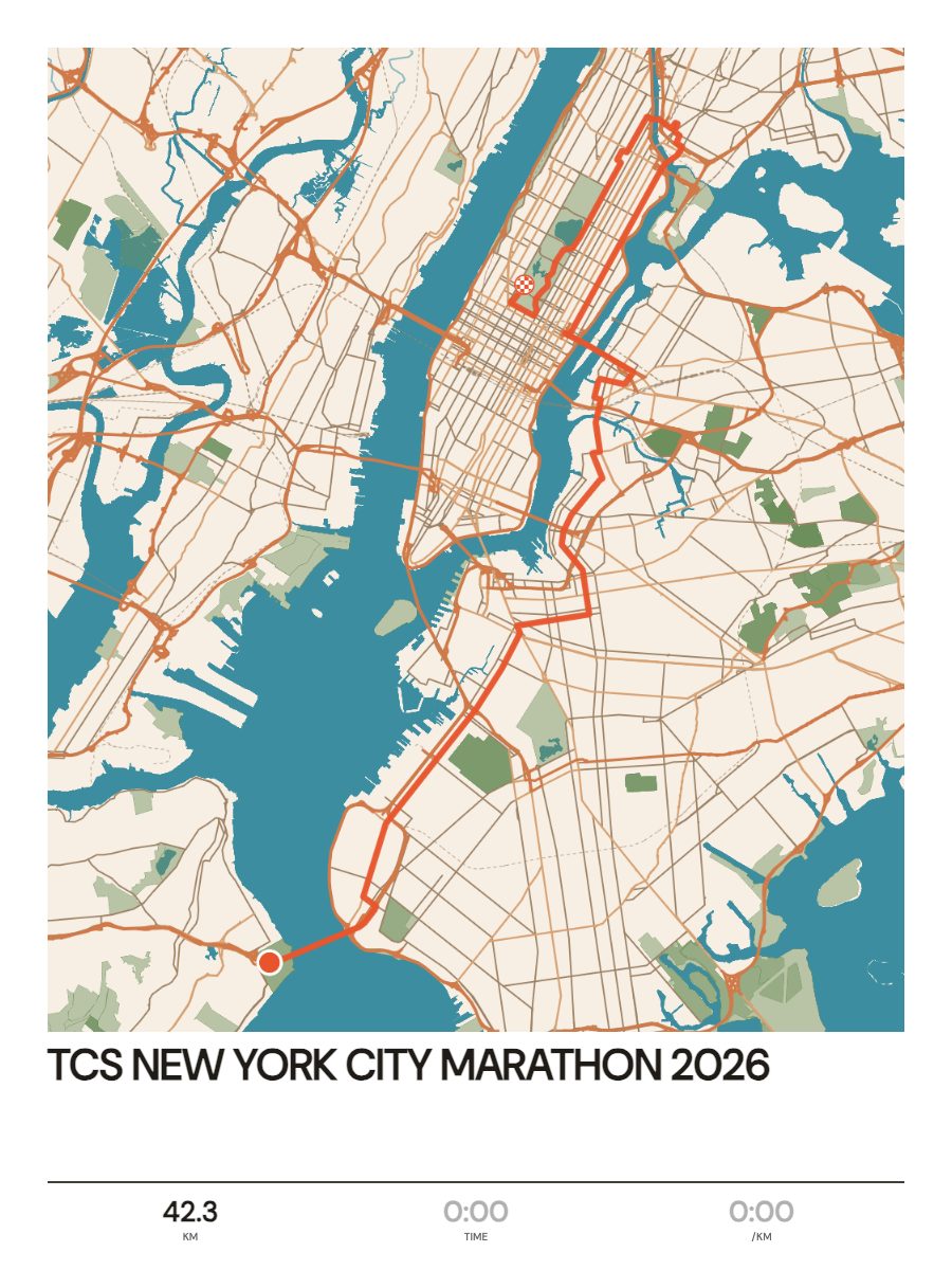 TCS New York City Marathon 2026 map poster preview