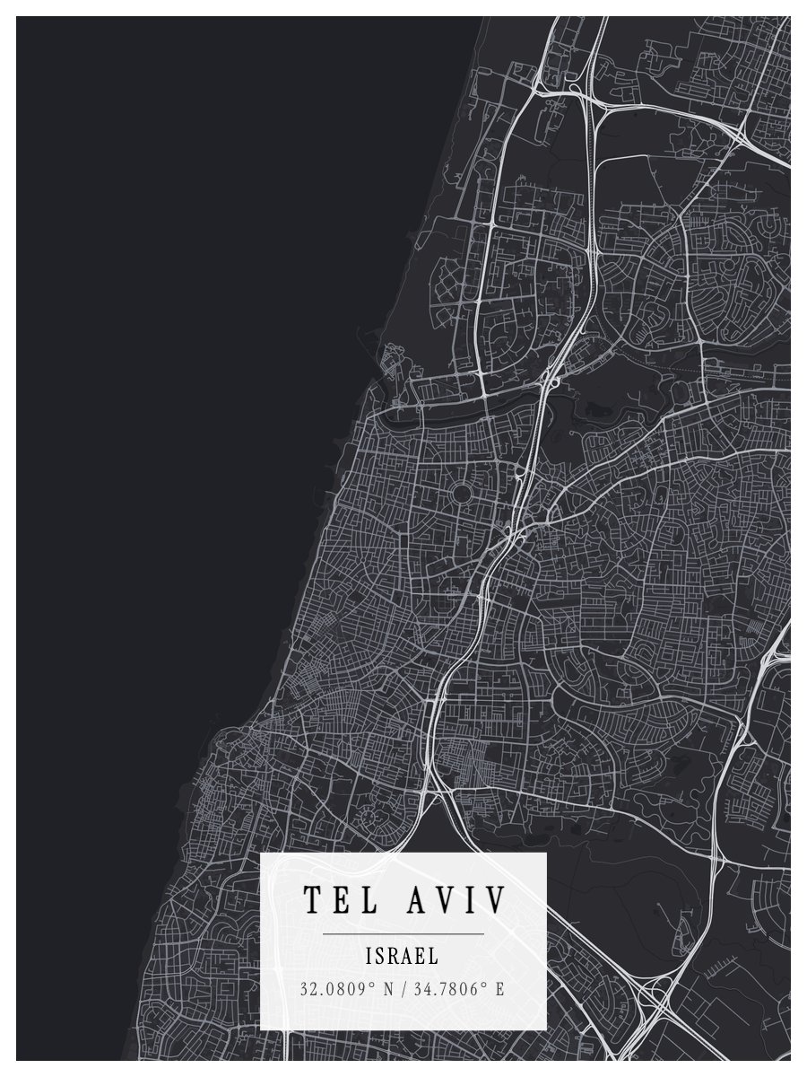 Tel Aviv map poster preview