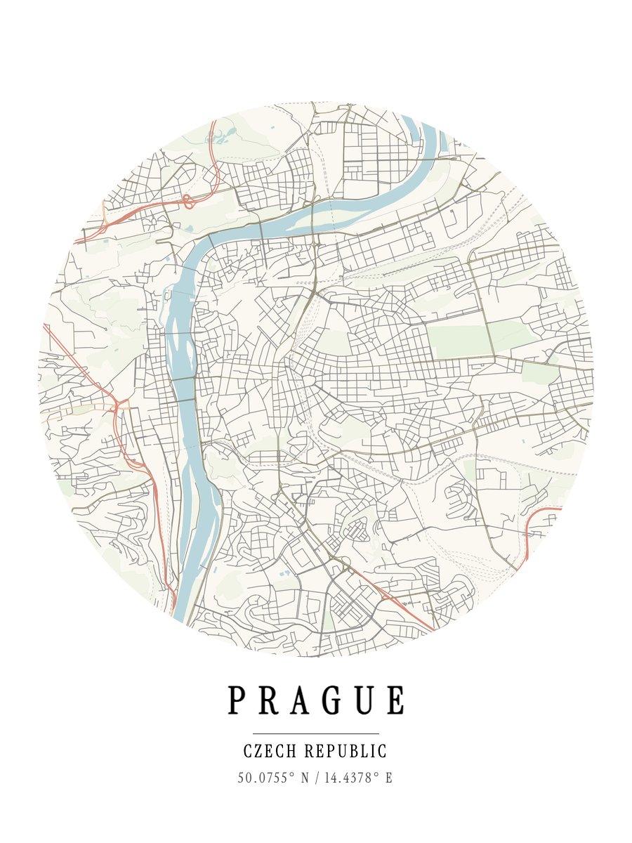 Prague - Classic map print preview