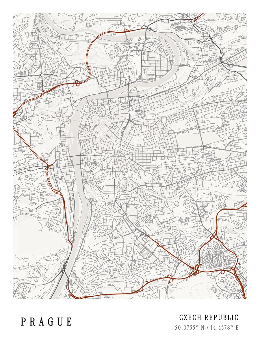 Prague - Japanese Ink map poster preview