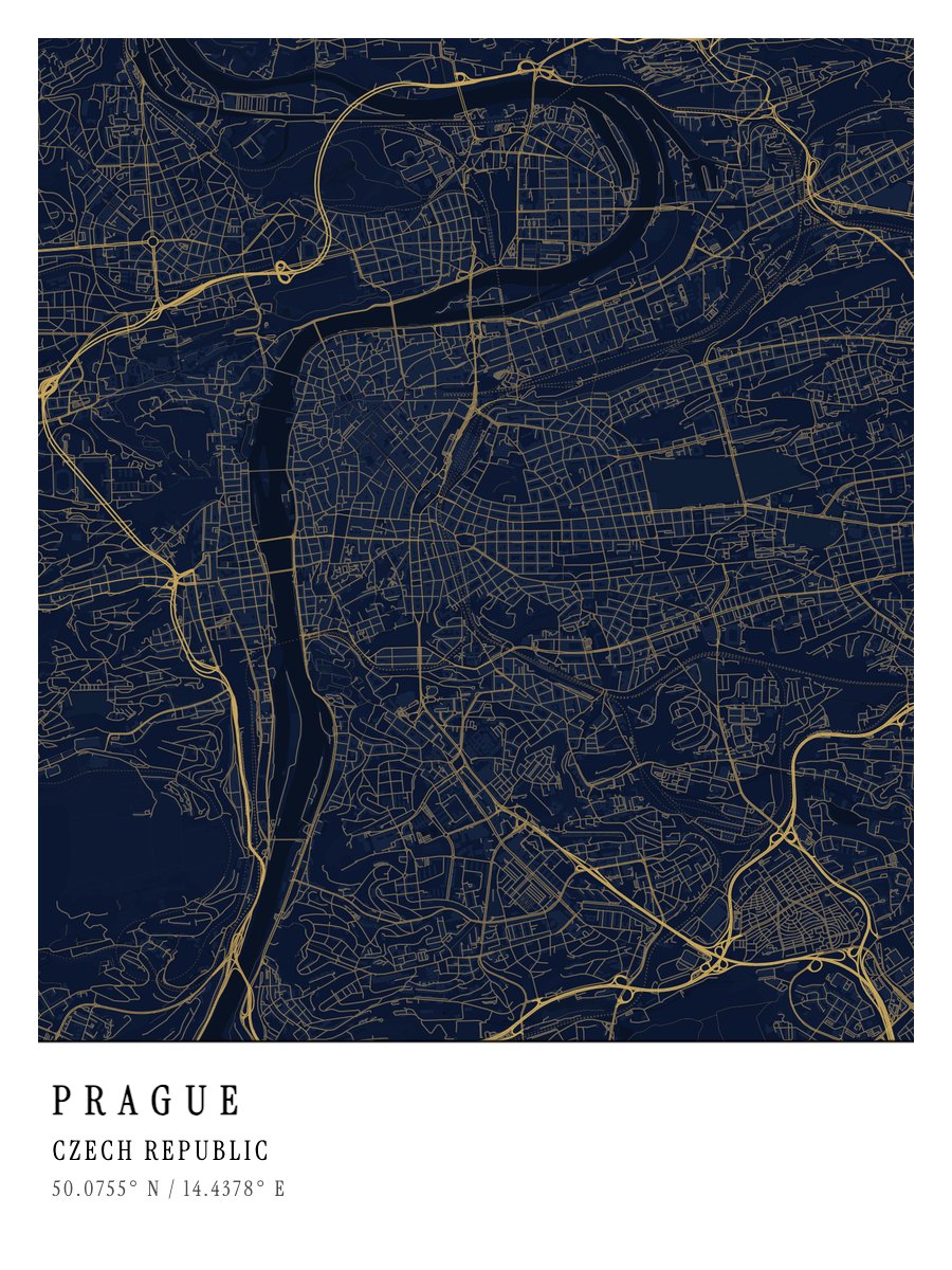 Prague - Midnight map poster preview