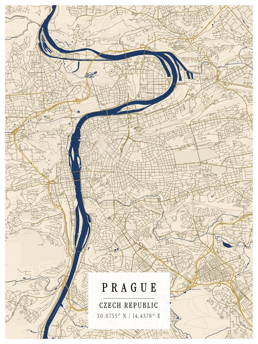 Prague - Nautical map poster preview