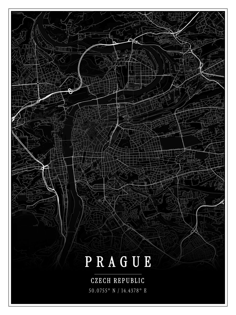 Prague - Noir map poster preview