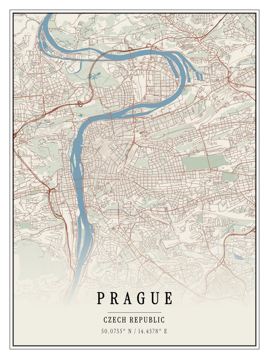 Prague - Nordic map poster preview