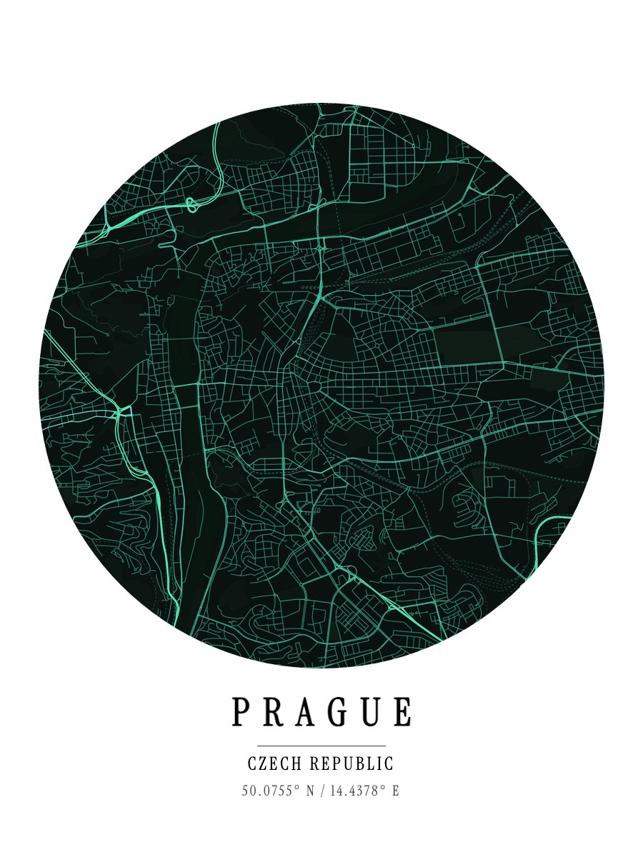Prague - Retro Glass map poster preview