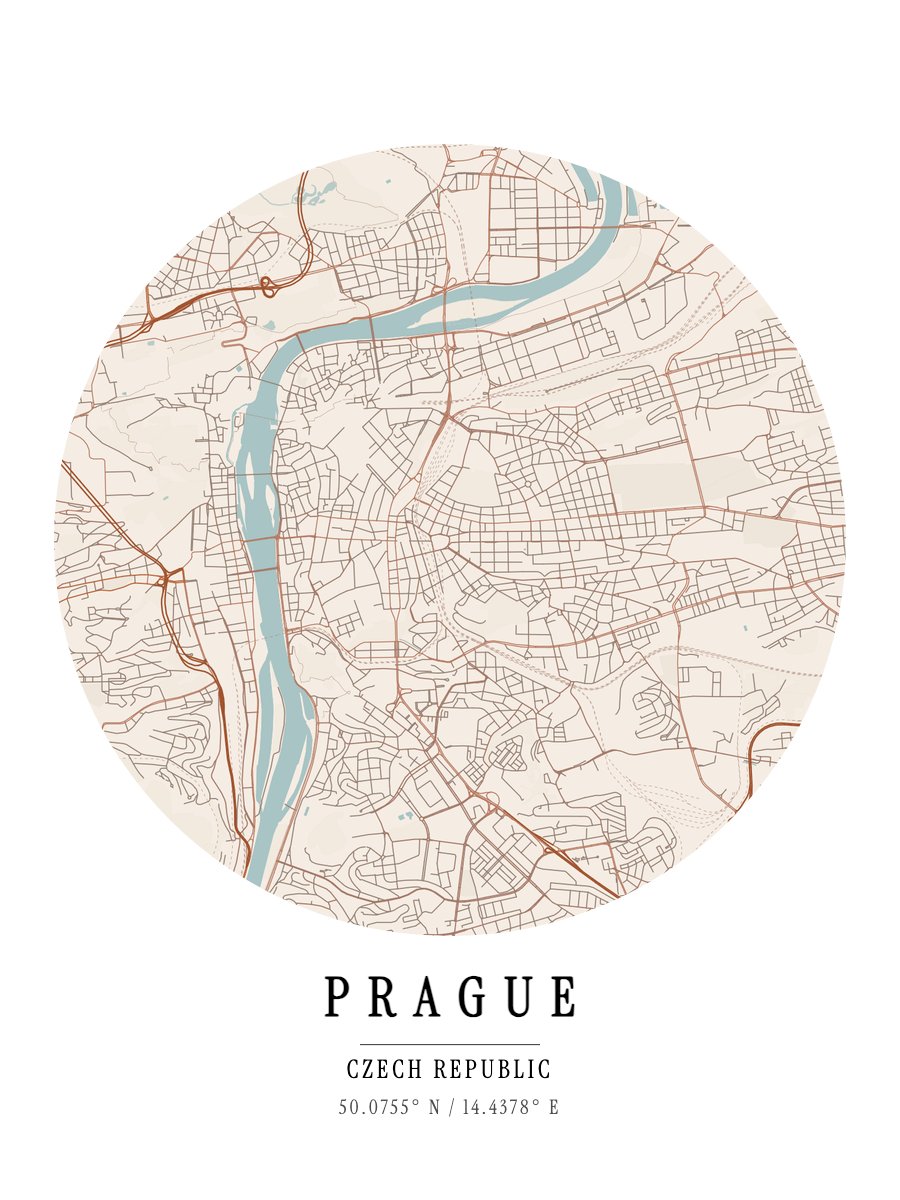 Prague - Terracotta map poster preview