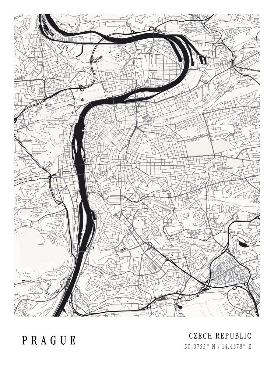 Prague - Toner map poster preview