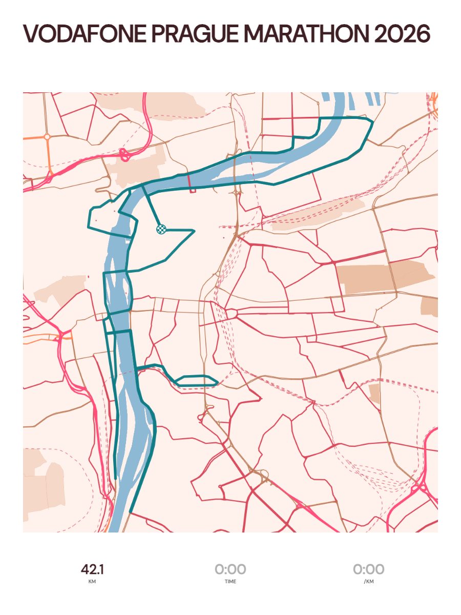 Vodafone Prague Marathon 2026 map poster preview