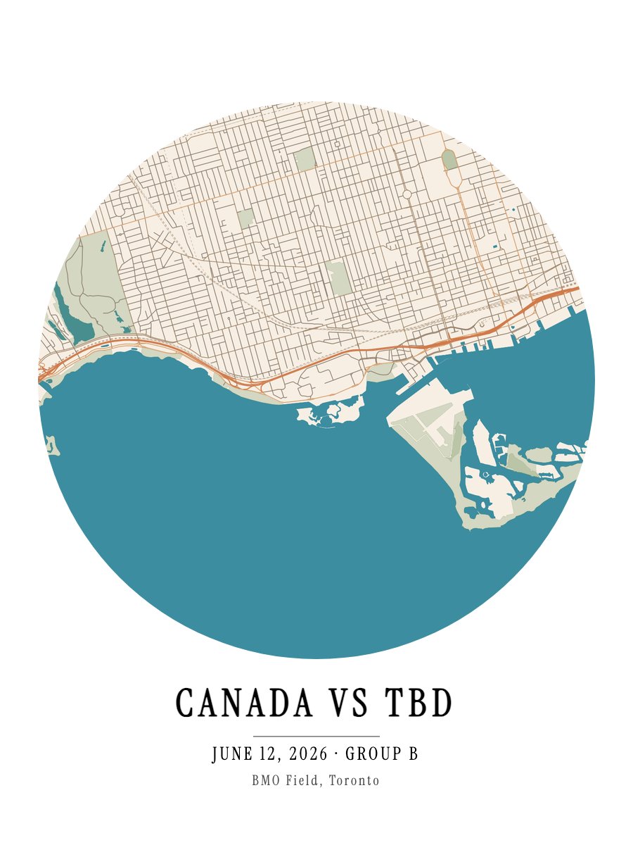 World Cup 2026 - Canada vs TBD map poster preview