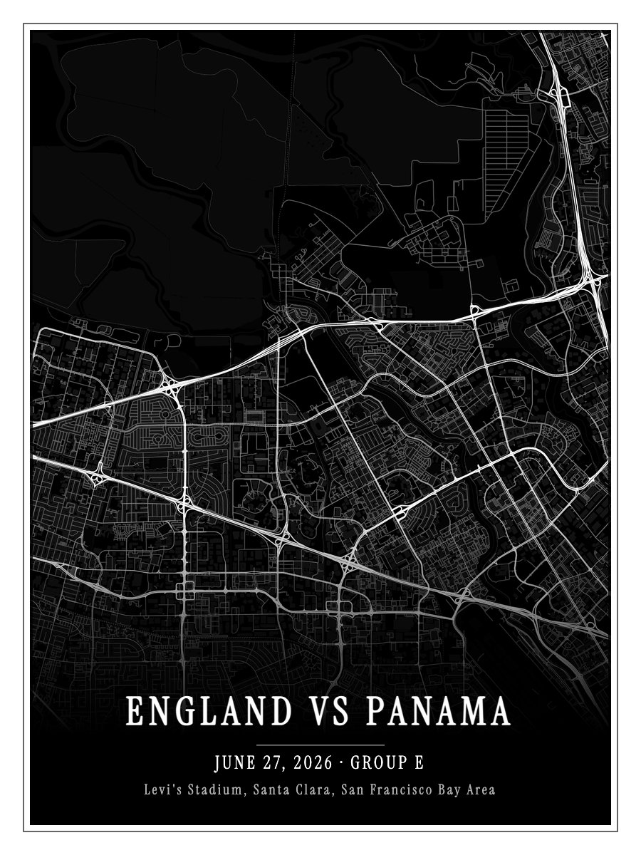 World Cup 2026 - England vs Panama map poster preview