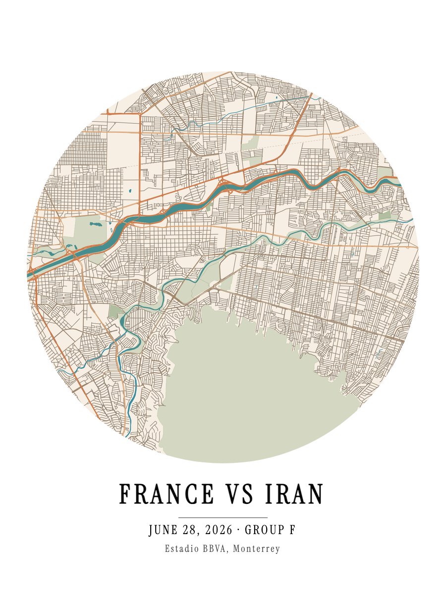 World Cup 2026 - France vs Iran map poster preview