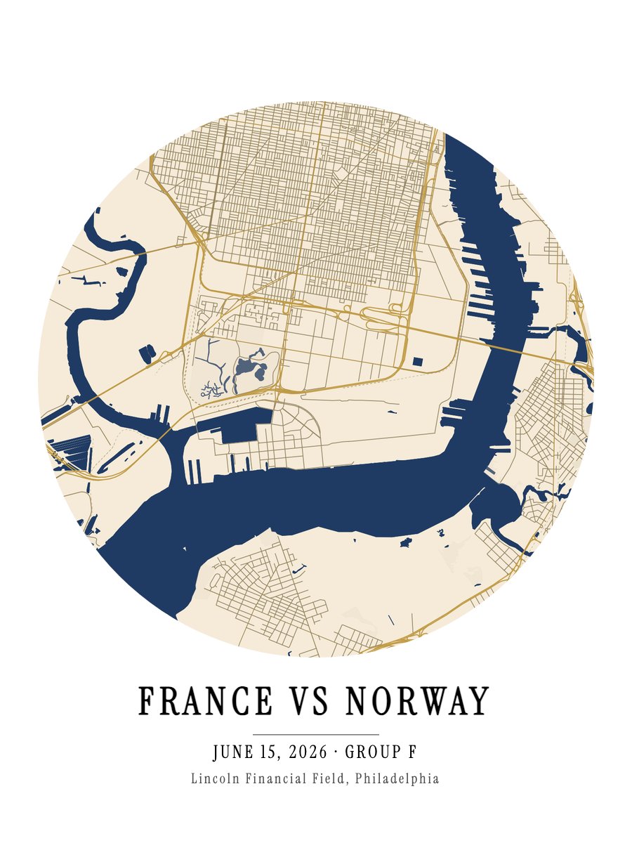 World Cup 2026 - France vs Norway map poster preview