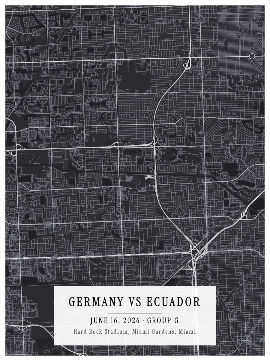 World Cup 2026 - Germany vs Ecuador map poster preview