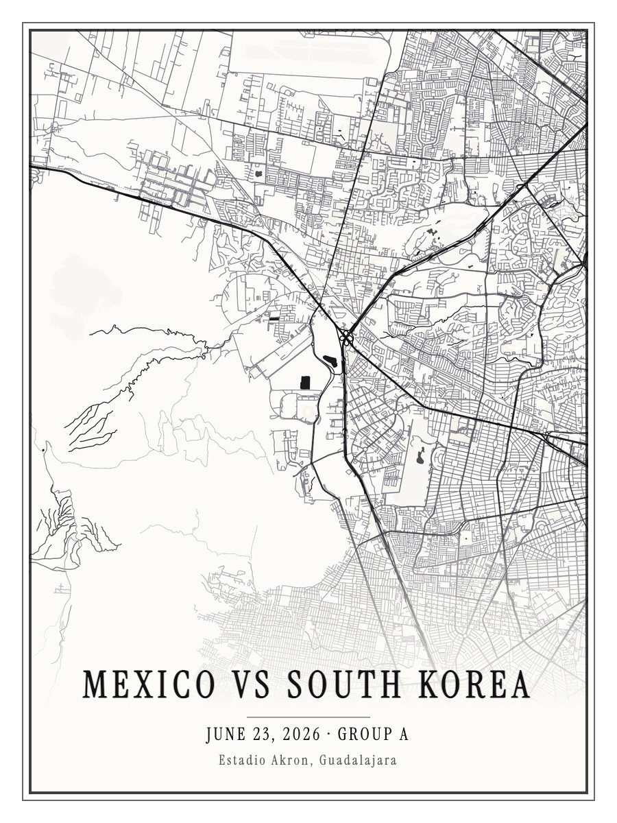 World Cup 2026 - Mexico vs South Korea map poster preview