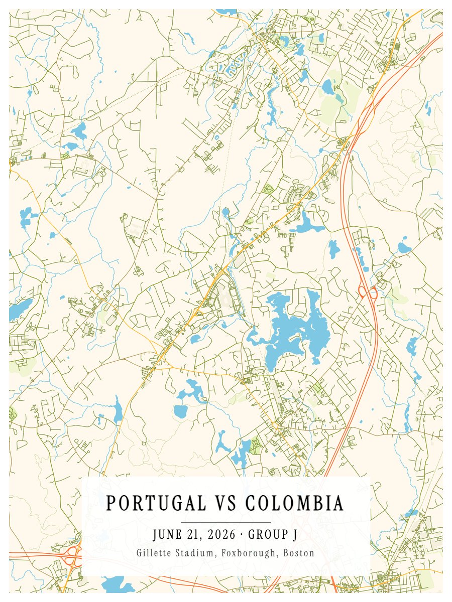 World Cup 2026 - Portugal vs Colombia map poster preview