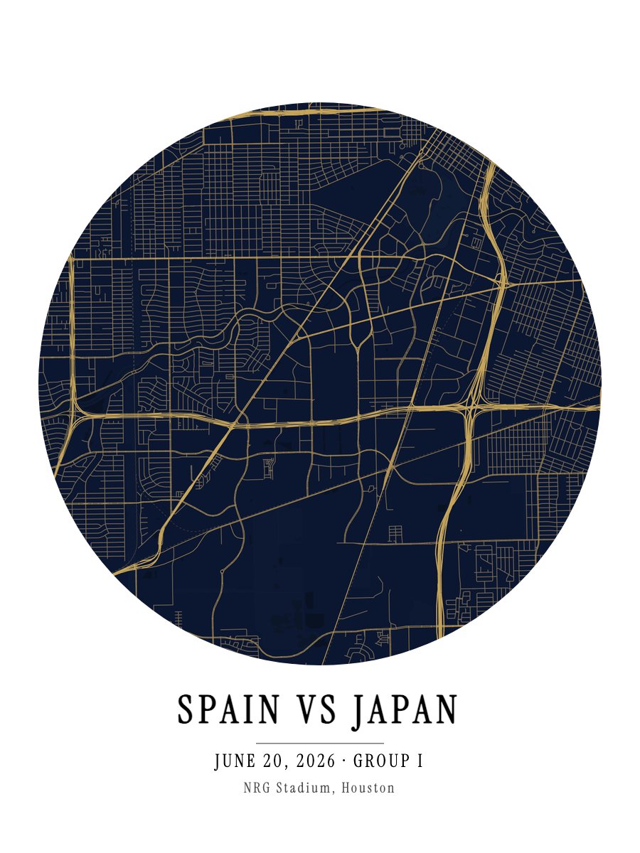 World Cup 2026 - Spain vs Japan map poster preview