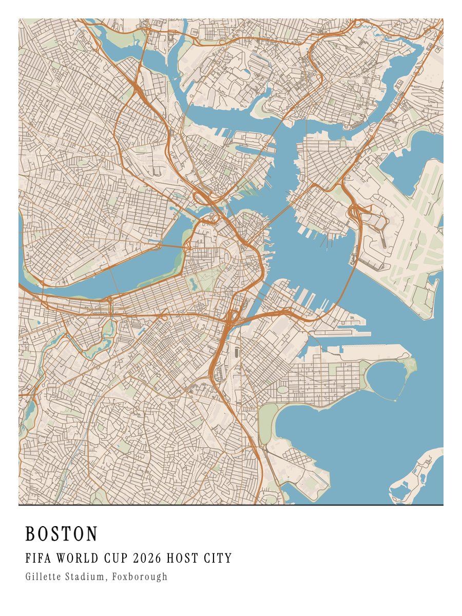 World Cup Host City - Boston map poster preview